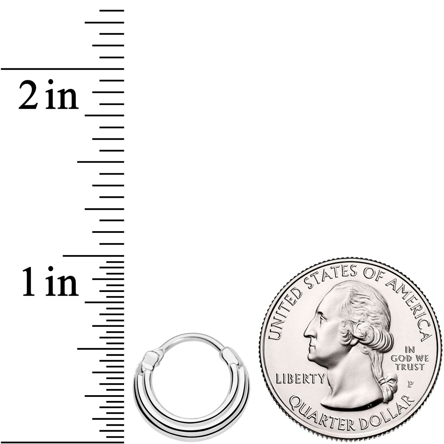 16G 3/8 Delicate Grooves Hinged Septum Ring