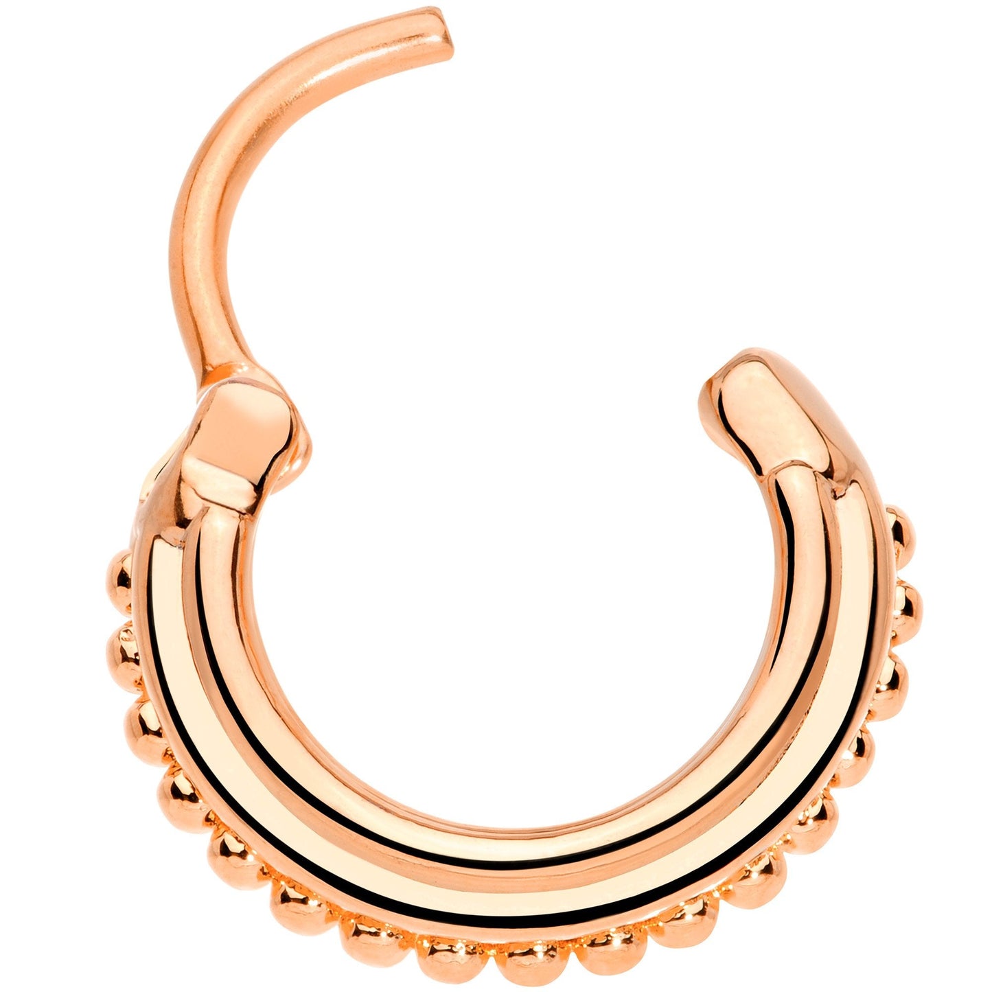 16G 3/8 Rose Gold Tone Delicate Details Hinged Septum Ring