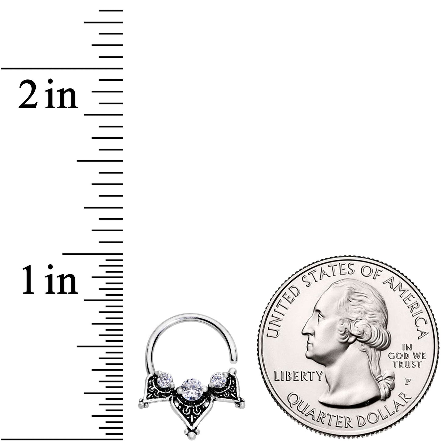 16G 3/8 Clear CZ Gem Triangle Triad Seamless Circular Ring