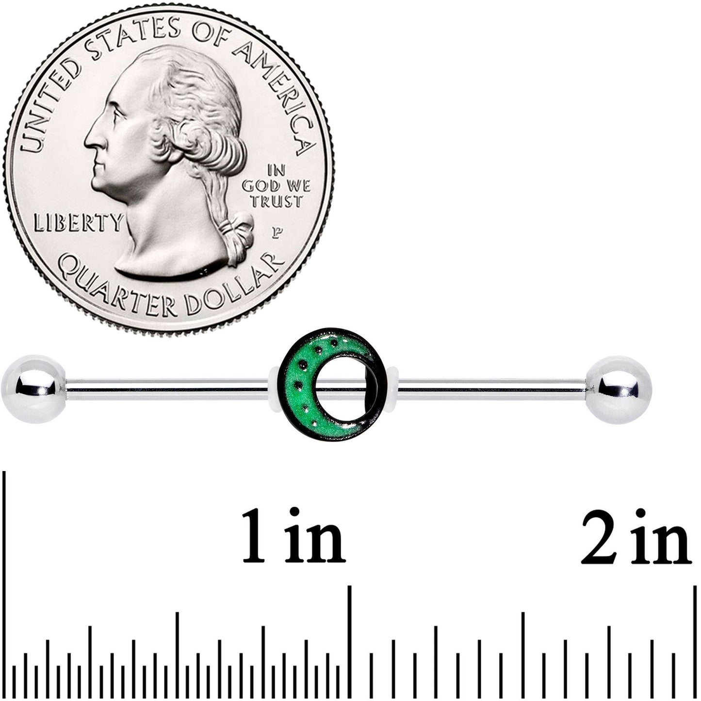 14G Glow in the Dark Crescent Moon Industrial Barbell 38mm