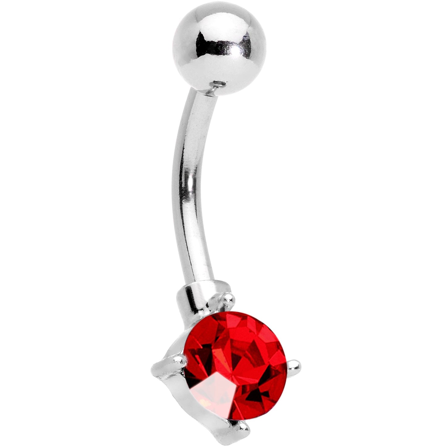 Clear Gem Red Holiday Gift Ornament Belly Ring Set of 4