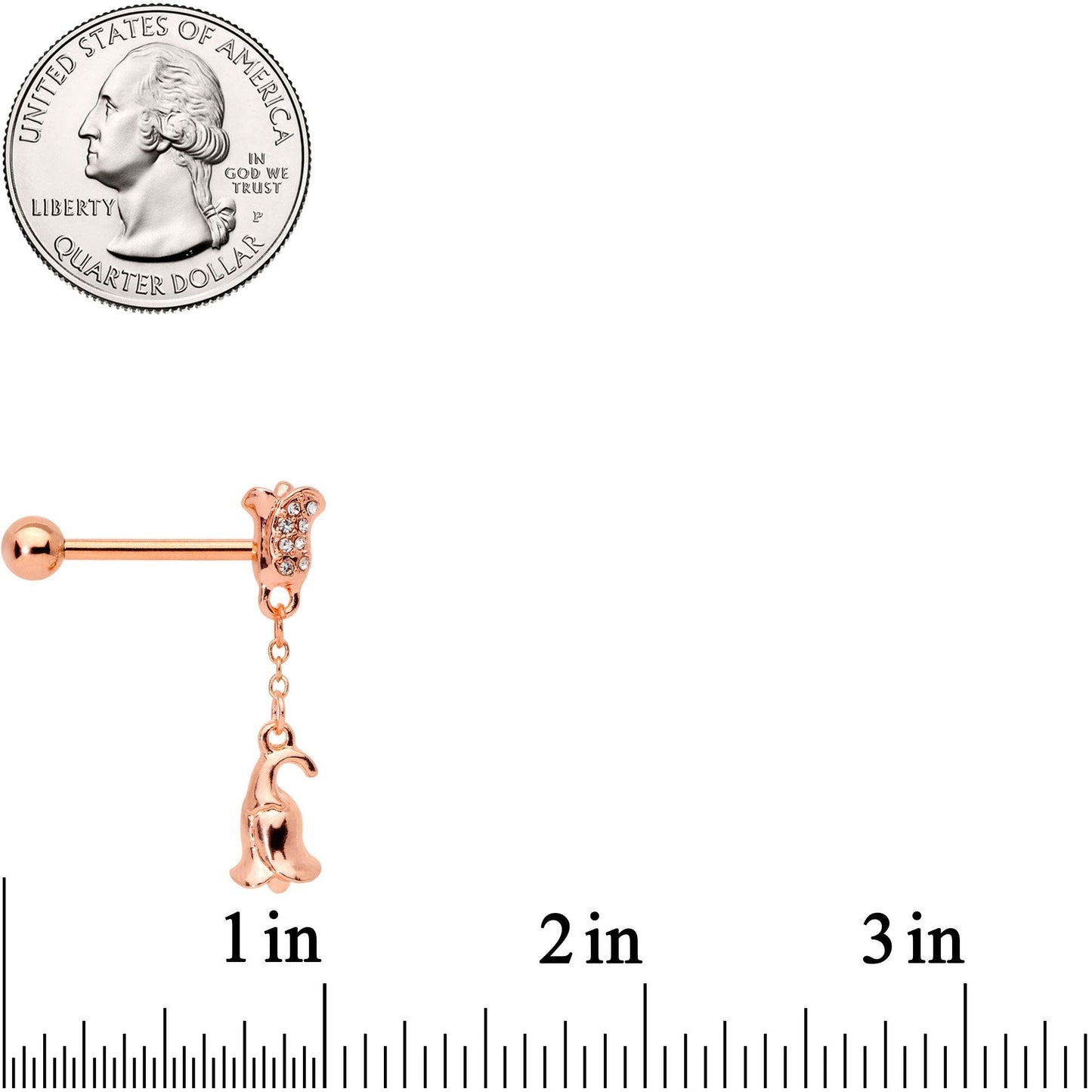 14G 9/16 Rose Gold Tone Flowers Barbell Nipple Ring Set of 4