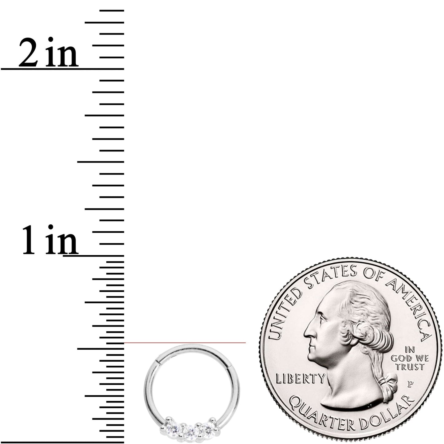 16G 3/8 Clear CZ Gem Trio Hinged Segment Ring