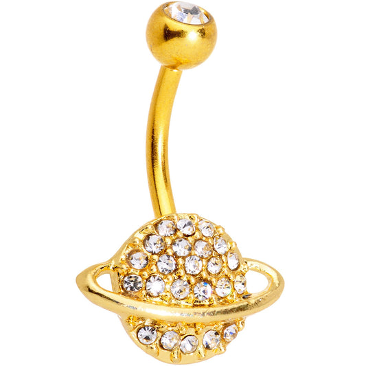 Clear Gem Gold Tone Planet Luxury Belly Ring