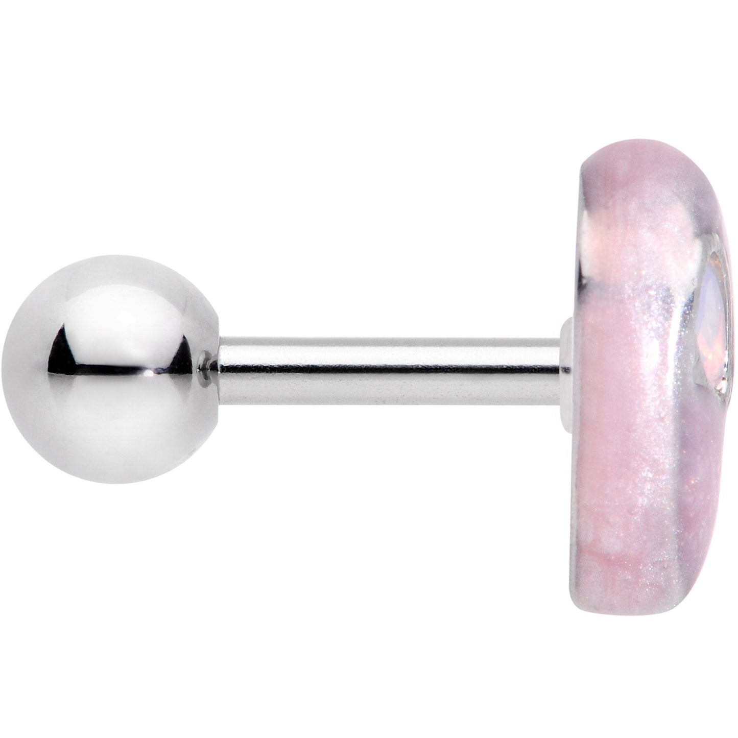 16G 1/4 White Synthetic Opal Alien Tragus Cartilage Earring