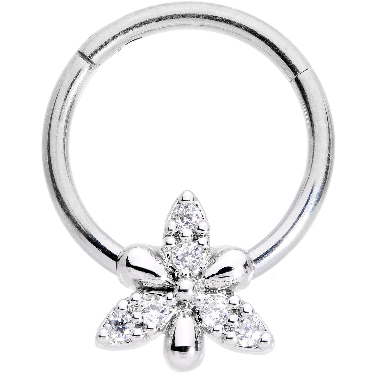 16G 3/8 Clear CZ Gem Triquetra Hinged Segment Ring