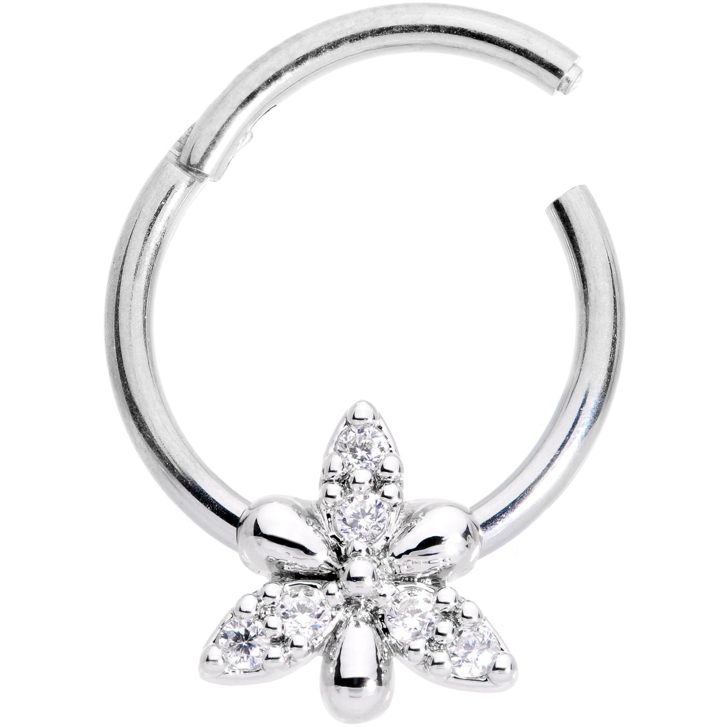 16G 3/8 Clear CZ Gem Triquetra Hinged Segment Ring