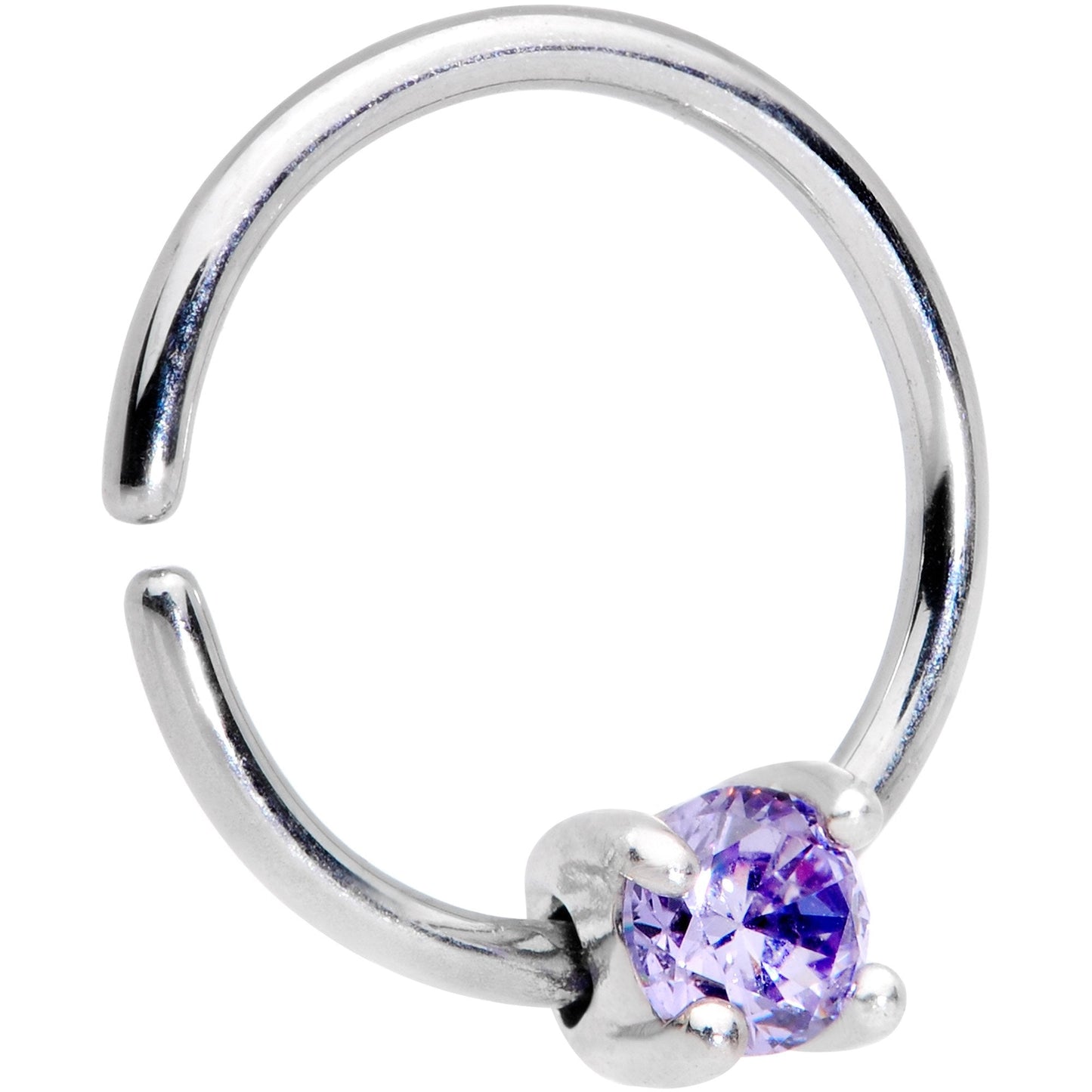 18G 5/16 Purple Gem 925 Sterling Silver Seamless Circular Ring