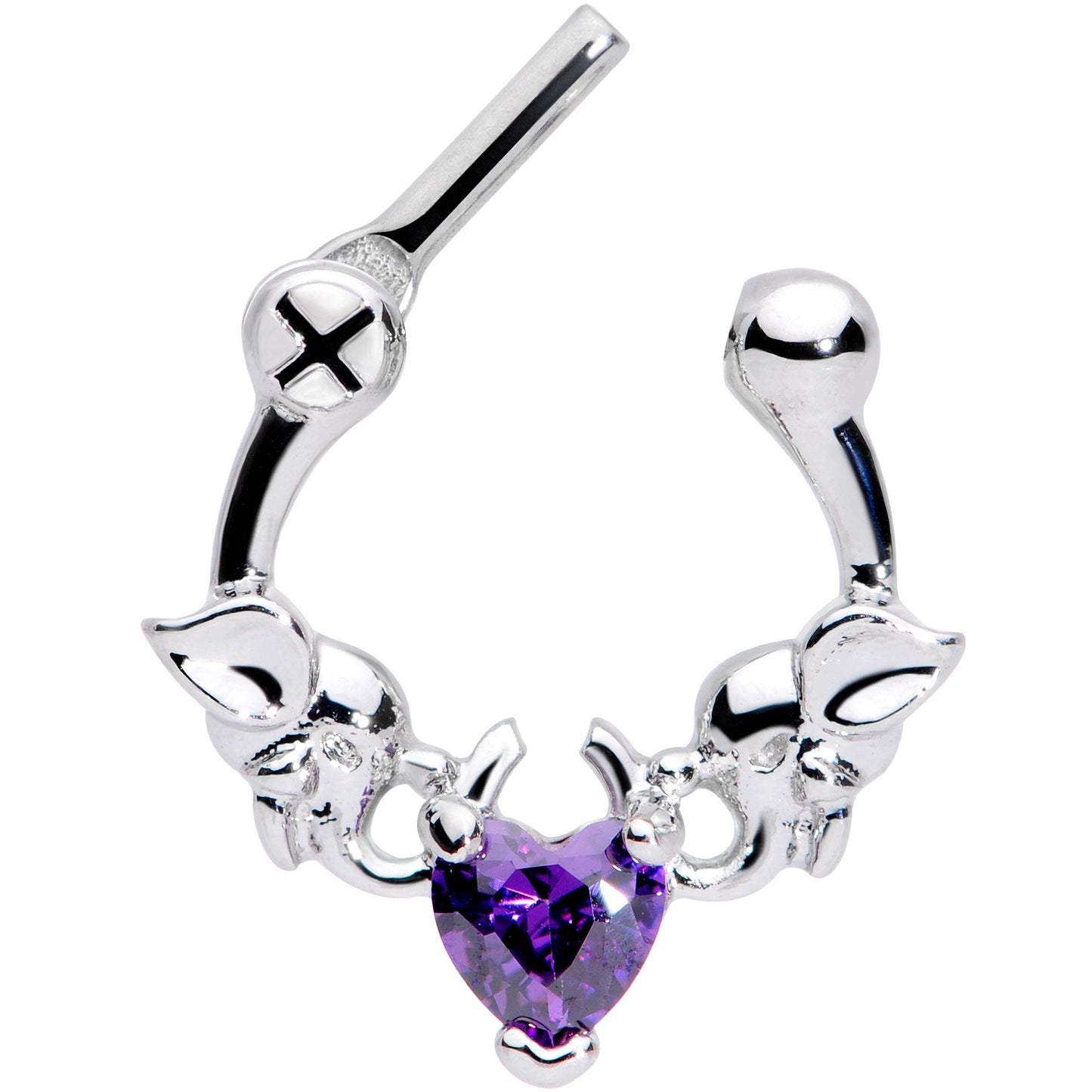 16G 1/4 Purple Heart Gem Royal Valentine Cartilage Clicker