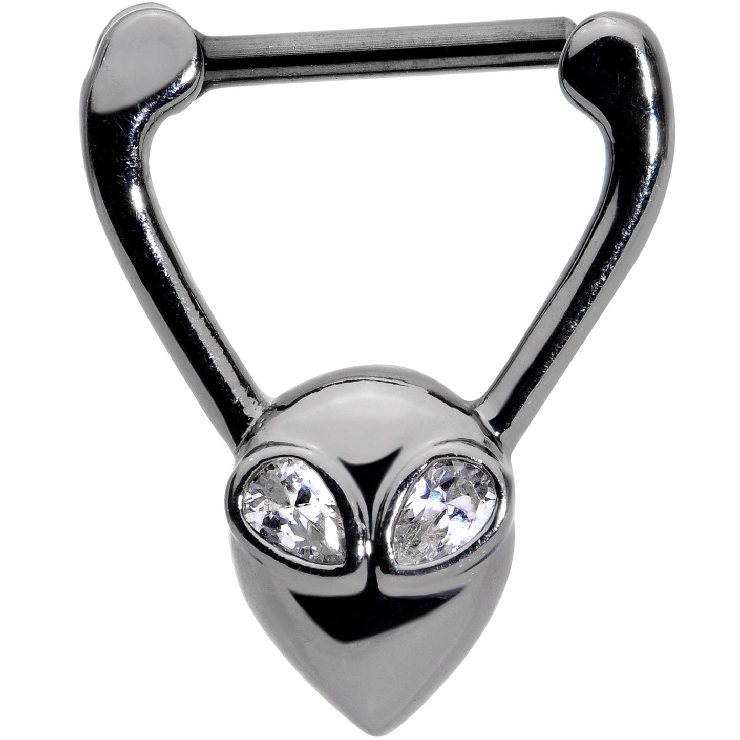 16G 5/16 Clear Gem Black Alien Invader Cartilage Clicker