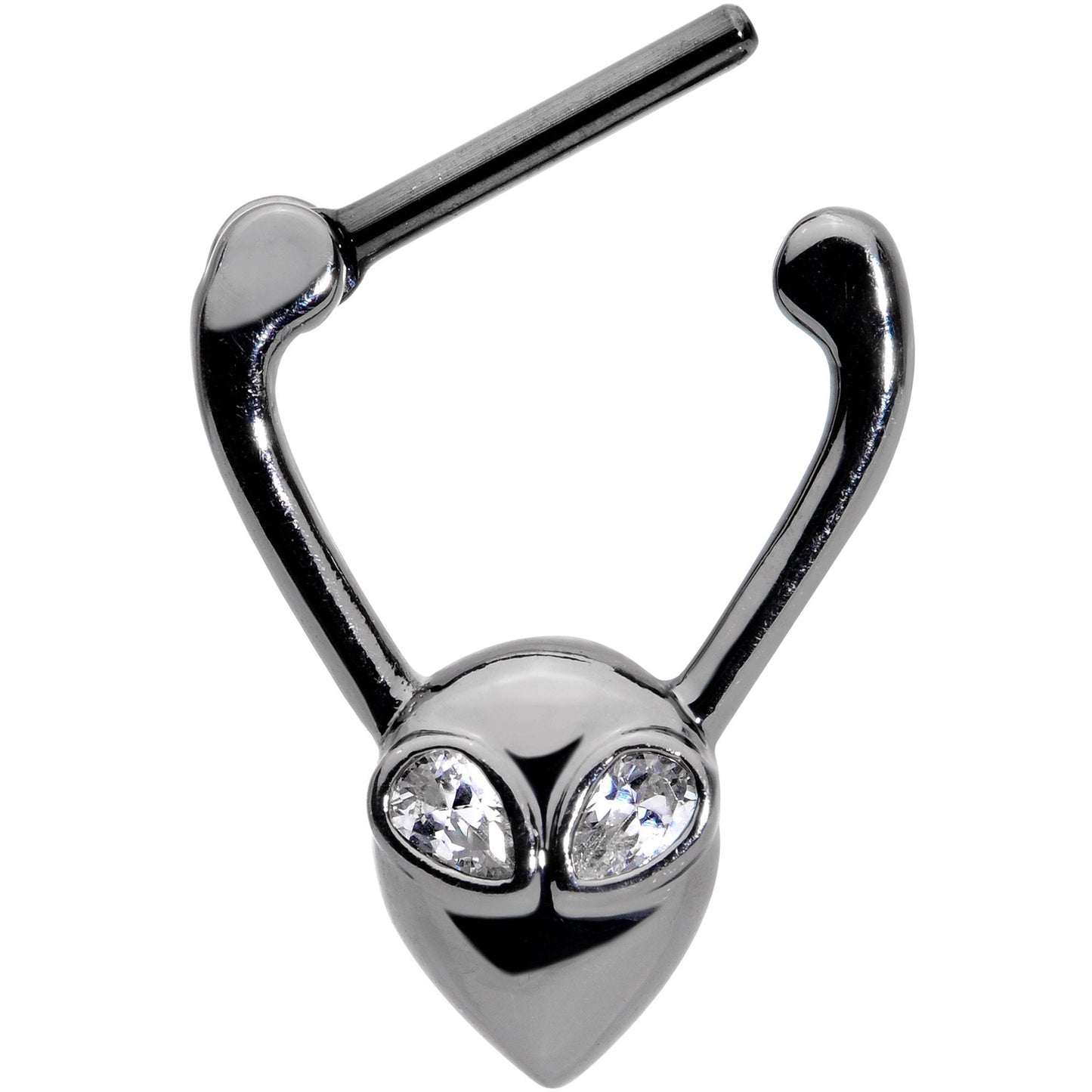 16G 5/16 Clear Gem Black Alien Invader Cartilage Clicker
