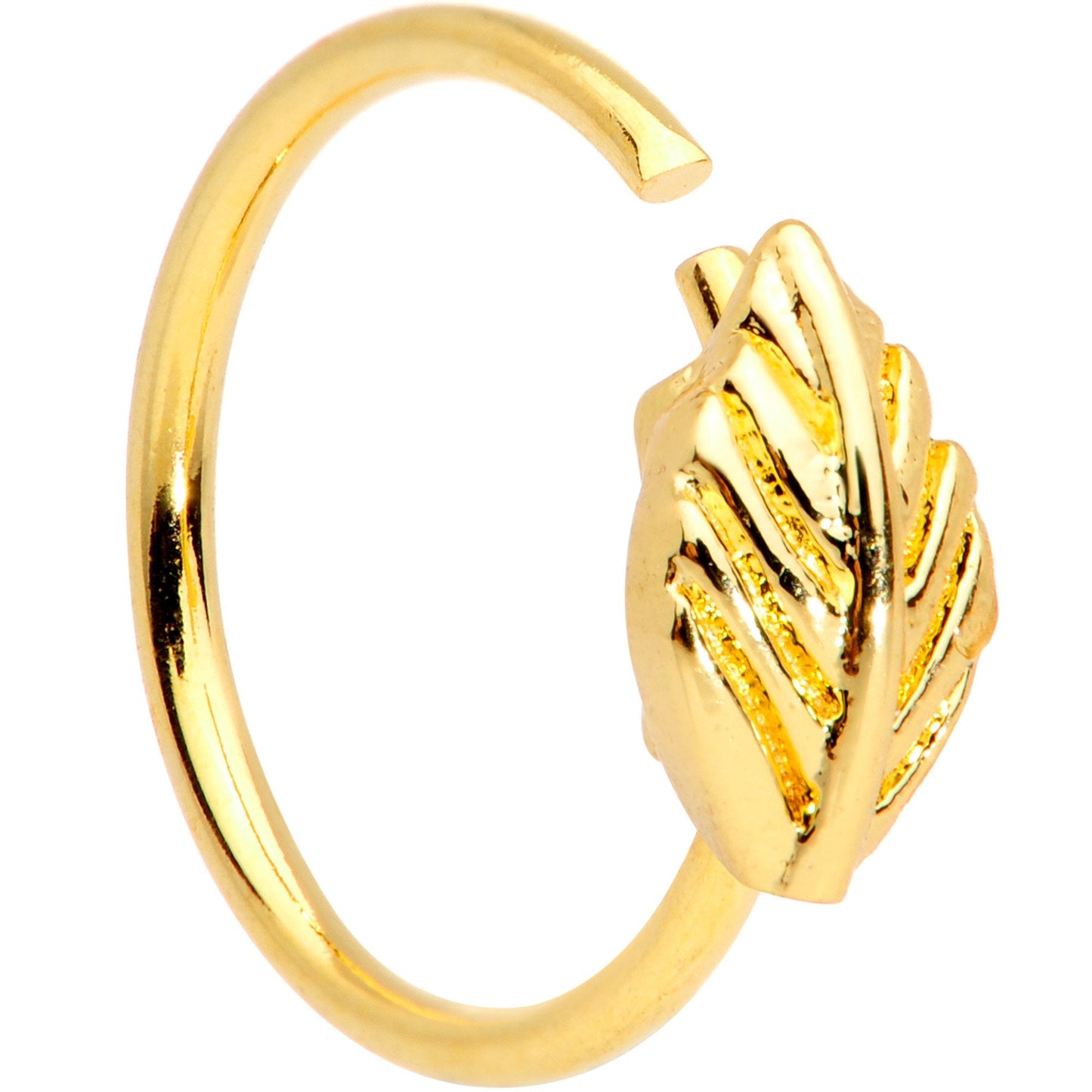20G 5/16 Gold Tone Feather Seamless Circular Ring
