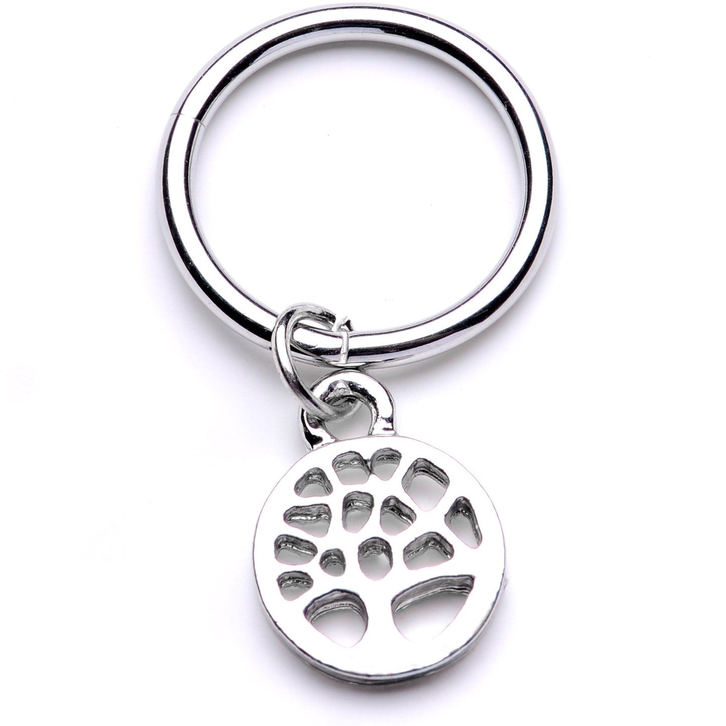 16G 3/8 Tree of Life Dangle Hinged Segment Ring