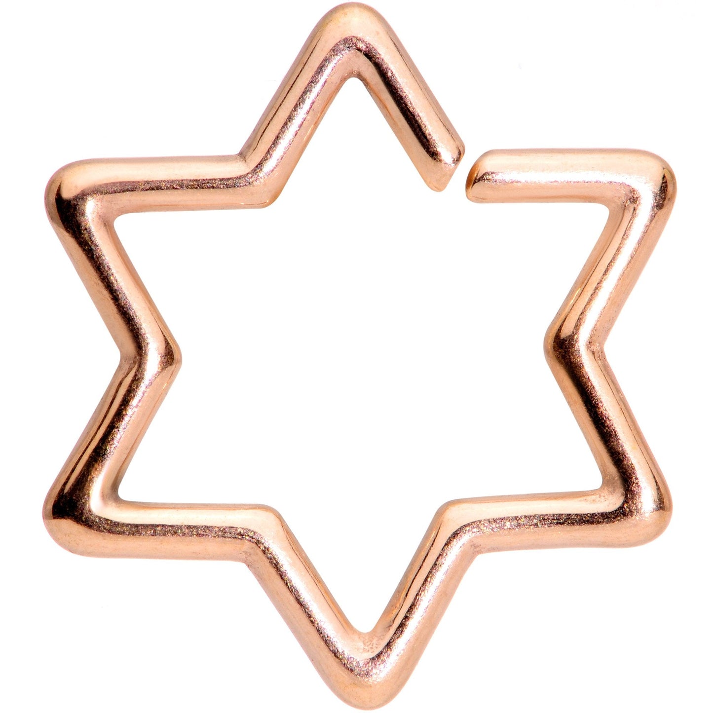 16G 5/16 Rose Gold Tone Hexagram Star of David Closure Ring