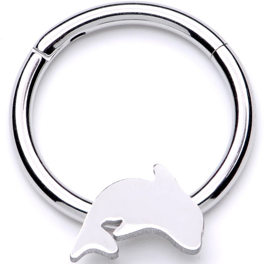16G 3/8 Leaping Dolphin Hinged Segment Ring