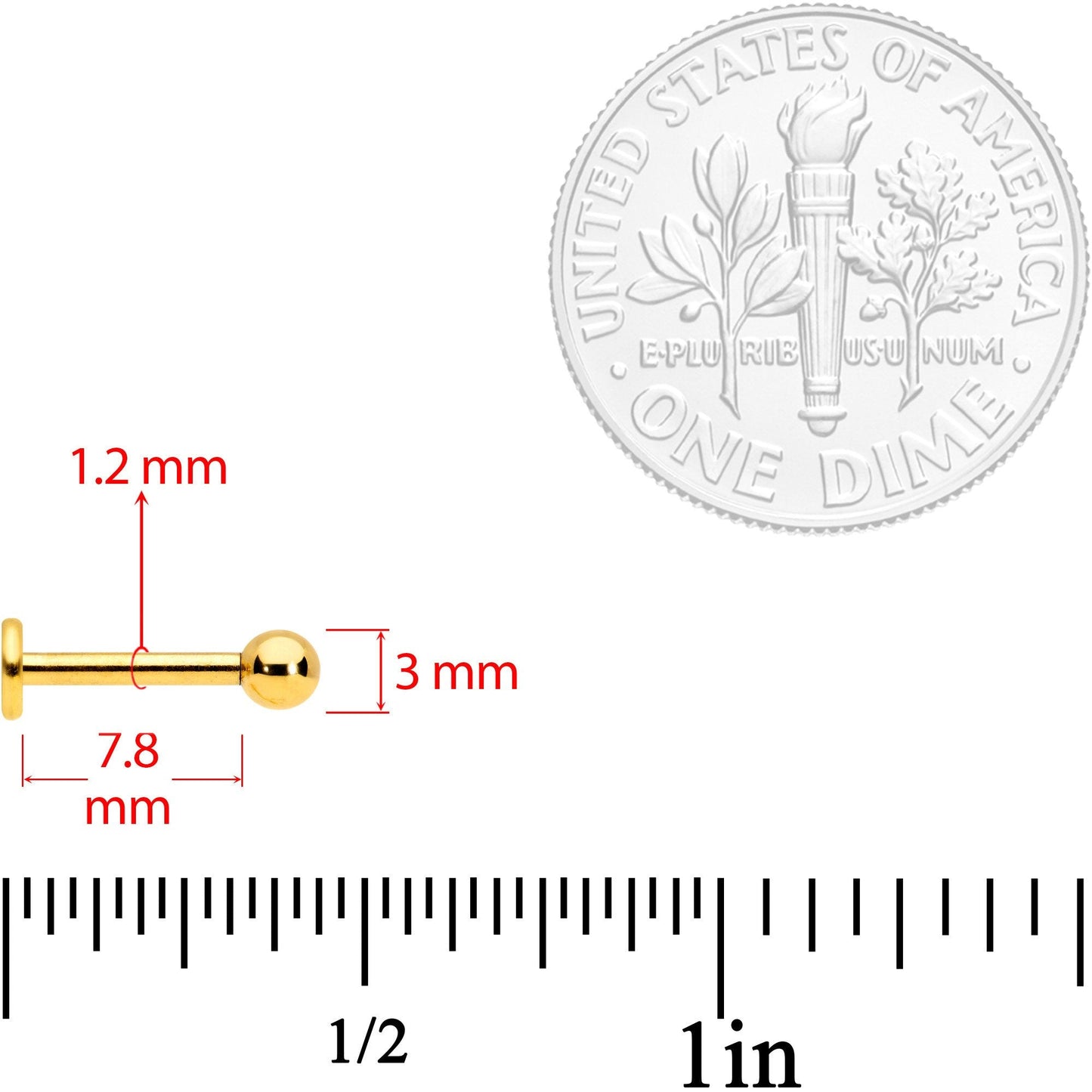 16G 5/16 Clear Gem Gold Tone Internally Threaded Labret Set