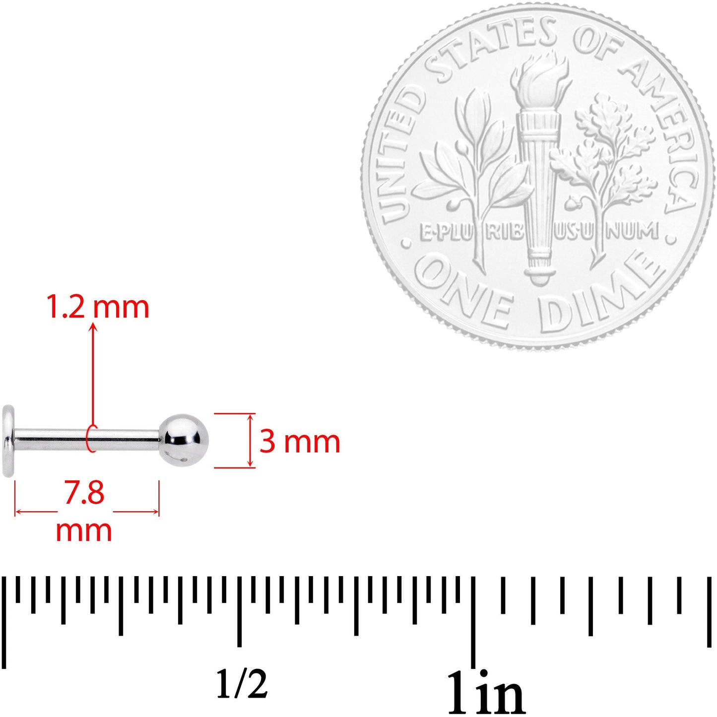 16G Blue Gem Flower Internally Threaded Labret Set of 3