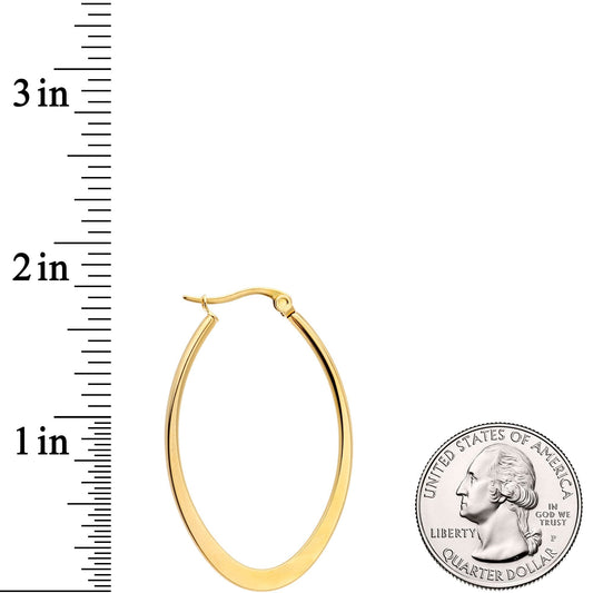 40mm Gold Tone PVD Stainless Steel Oval Hoop Earrings