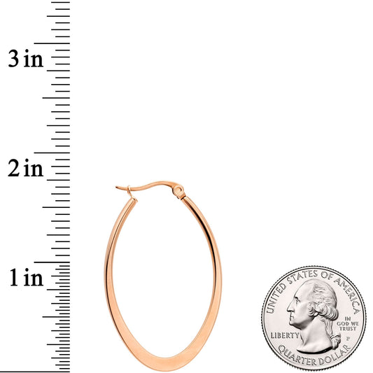 40mm Rose Gold Tone PVD Stainless Steel Oval Hoop Earrings
