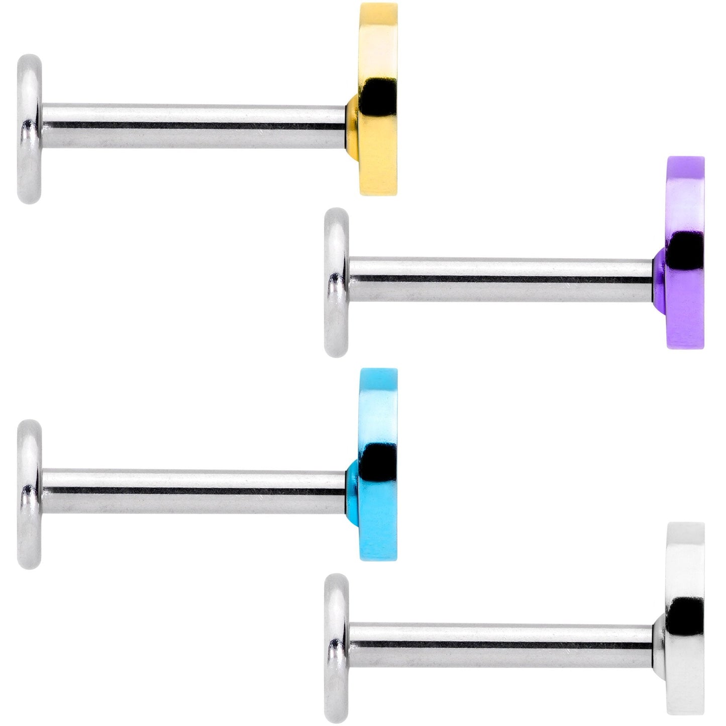 16G 5/16 Multicolor Crescent Moon Labret Monroe Tragus Set of 4