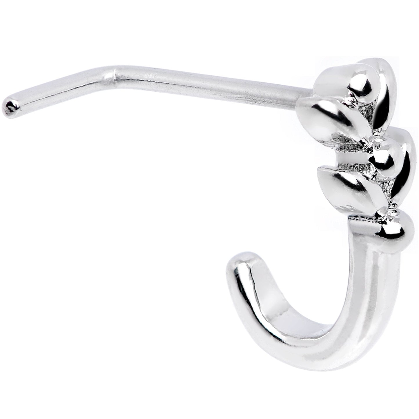 20G Twin Tulips Flower Faux Hoop L Shaped Nose Ring