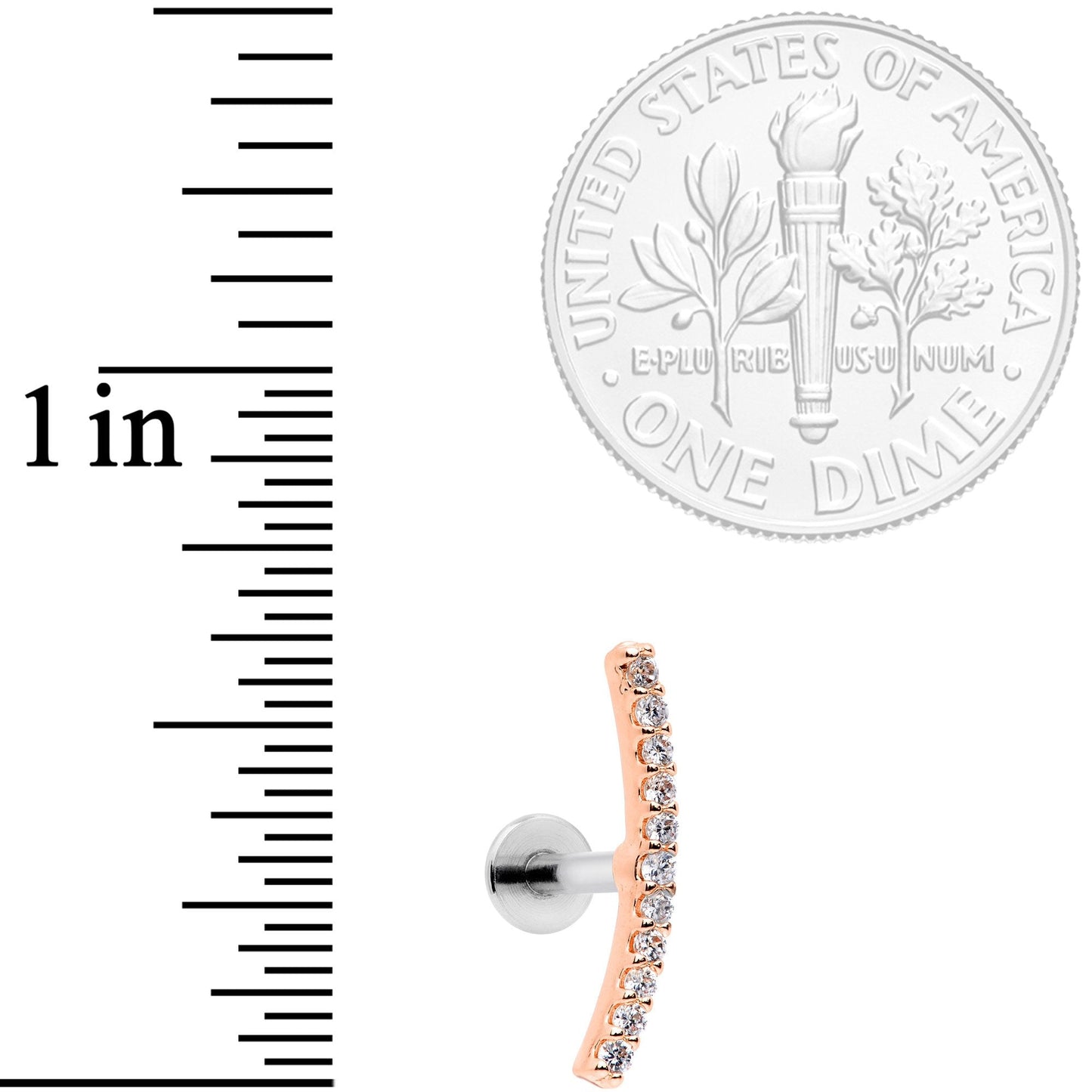 16G Clear CZ Rose Gold Tone Captivating Cartilage Tragus Earring