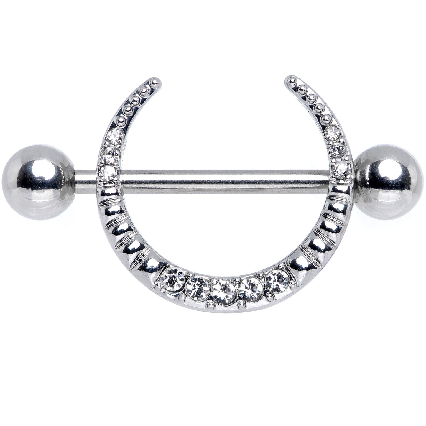 14G 9/16 Clear Gem Sliver Crescent Moon Nipple Shield Set