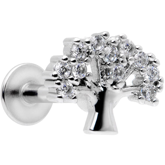 16G 5/16 Clear CZ Gem Tree of Life Labret Monroe Tragus