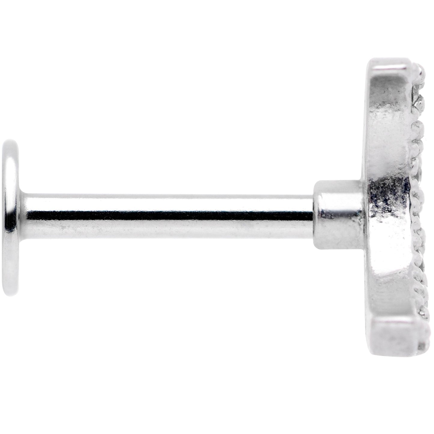 16G 5/16 Clear CZ Gem Crescent Moon Labret Monroe Tragus