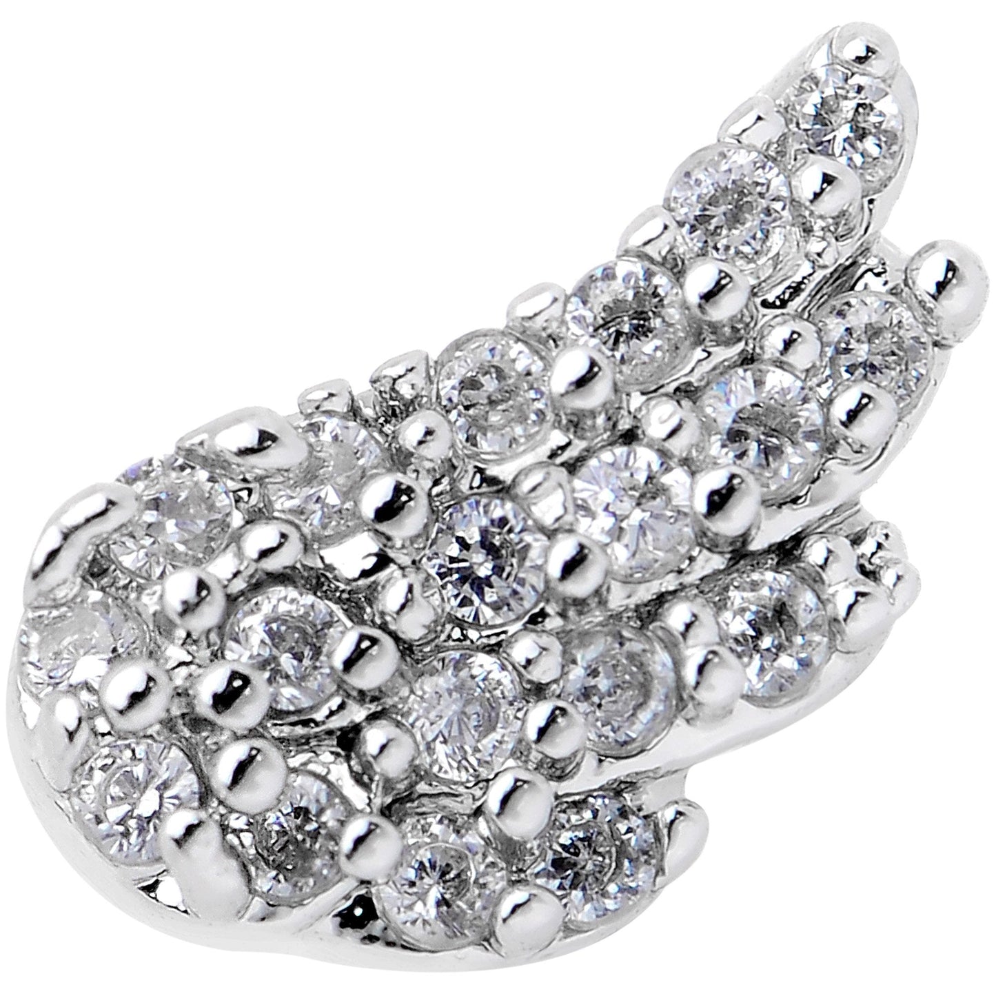 16G 5/16 Clear CZ Gem Angels Wing Labret Monroe Tragus