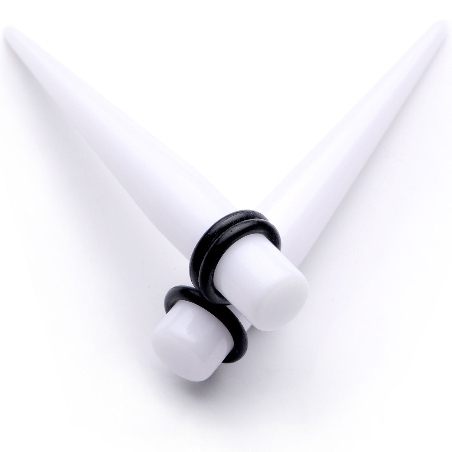 White Acrylic Straight Taper Set Available in Sizes  14G to 00G