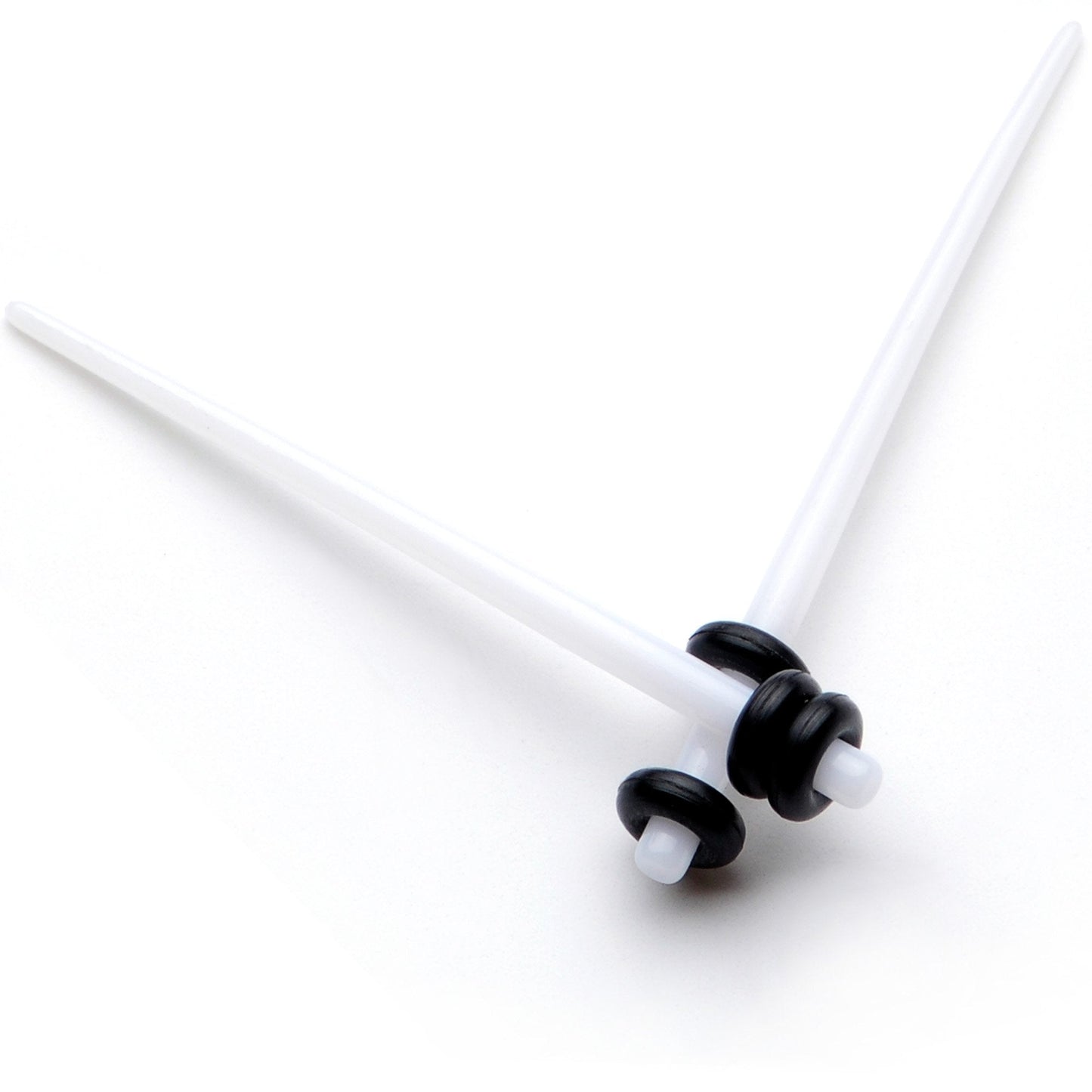 White Acrylic Straight Taper Set Available in Sizes  14G to 00G
