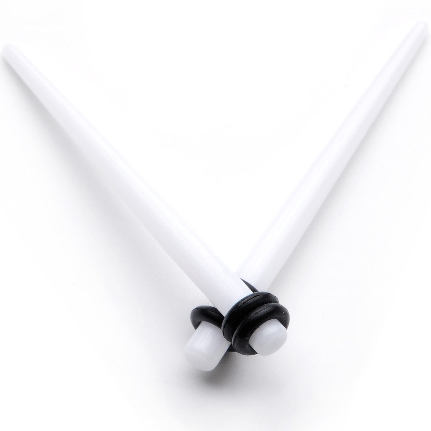 White Acrylic Straight Taper Set Available in Sizes  14G to 00G