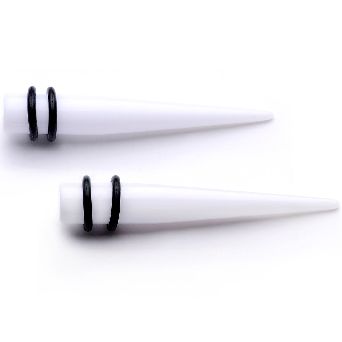 White Acrylic Straight Taper Set Available in Sizes  14G to 00G