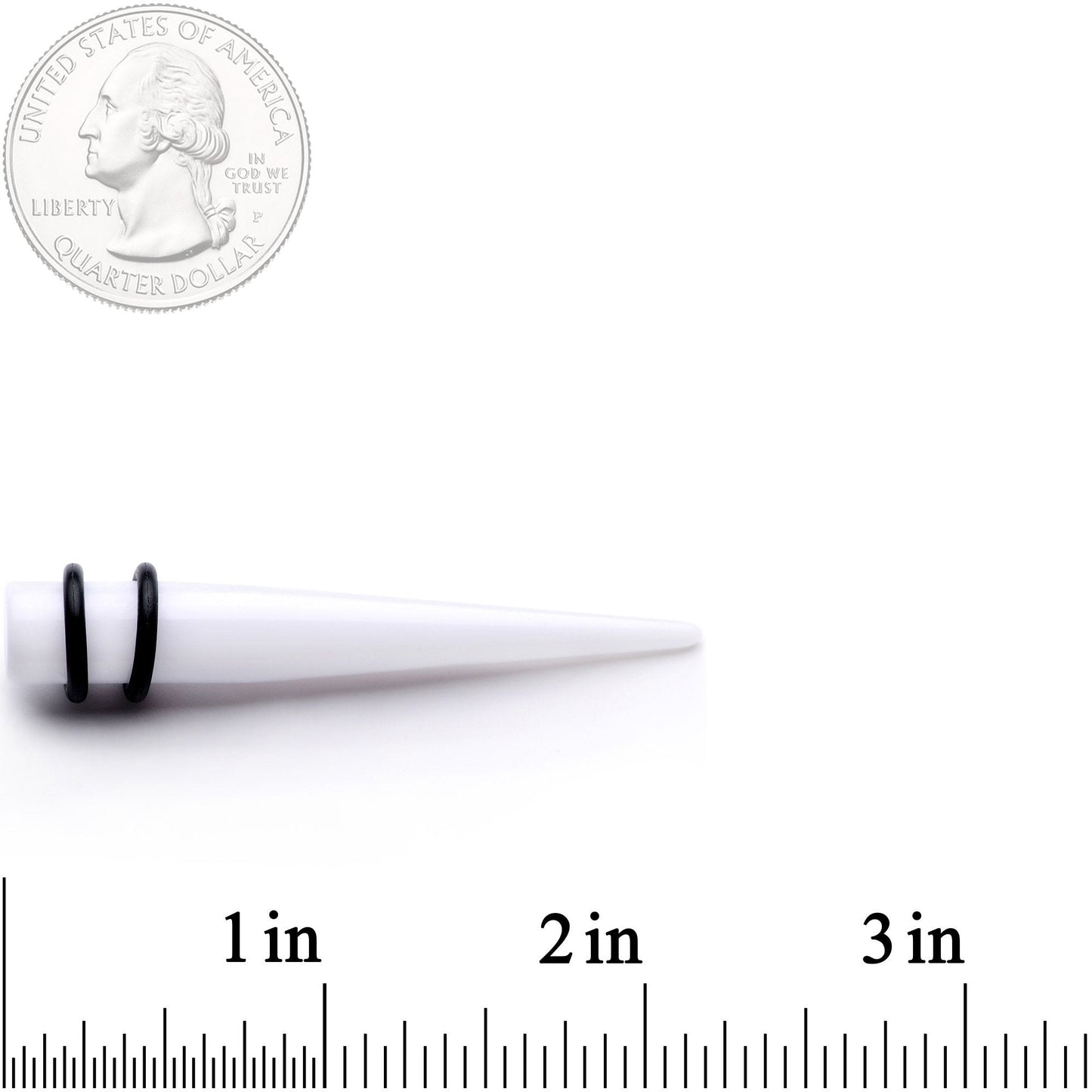 White Acrylic Straight Taper Set Available in Sizes  14G to 00G