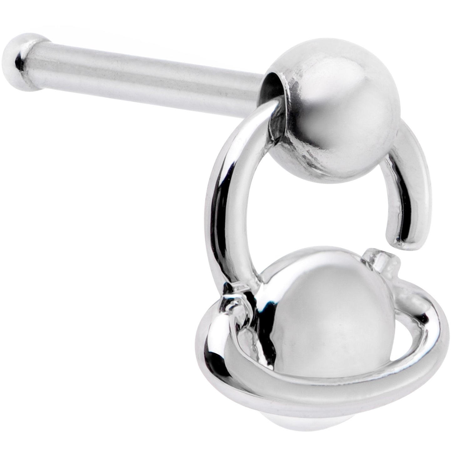 20G 1/4 Ring of Saturn Dangle Nose Bone