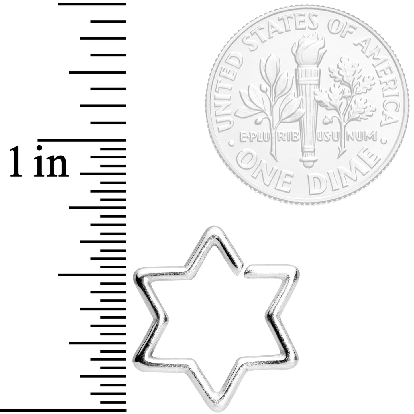 16G 5/16 Hexagram Star of David Closure Ring