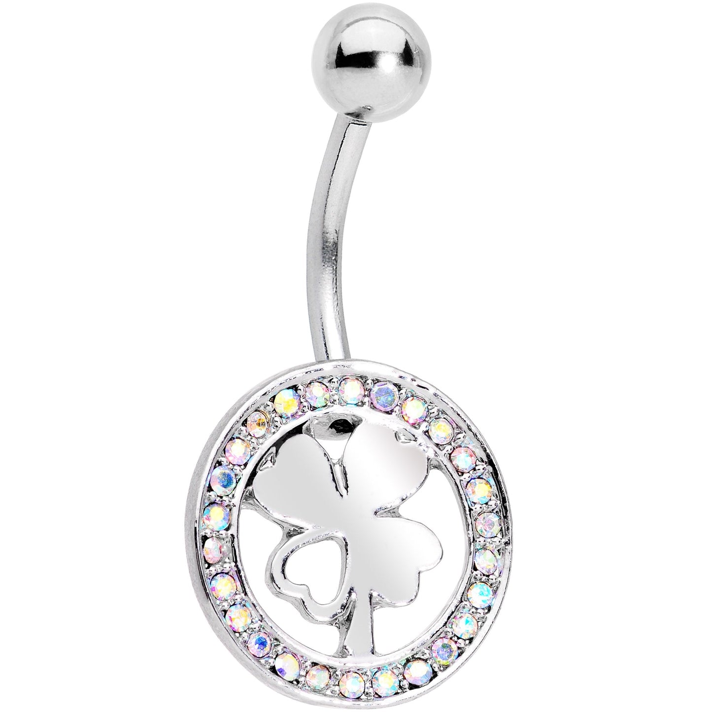 Aurora Gem Variety St Patricks Day Shamrock Belly Ring Set of 4