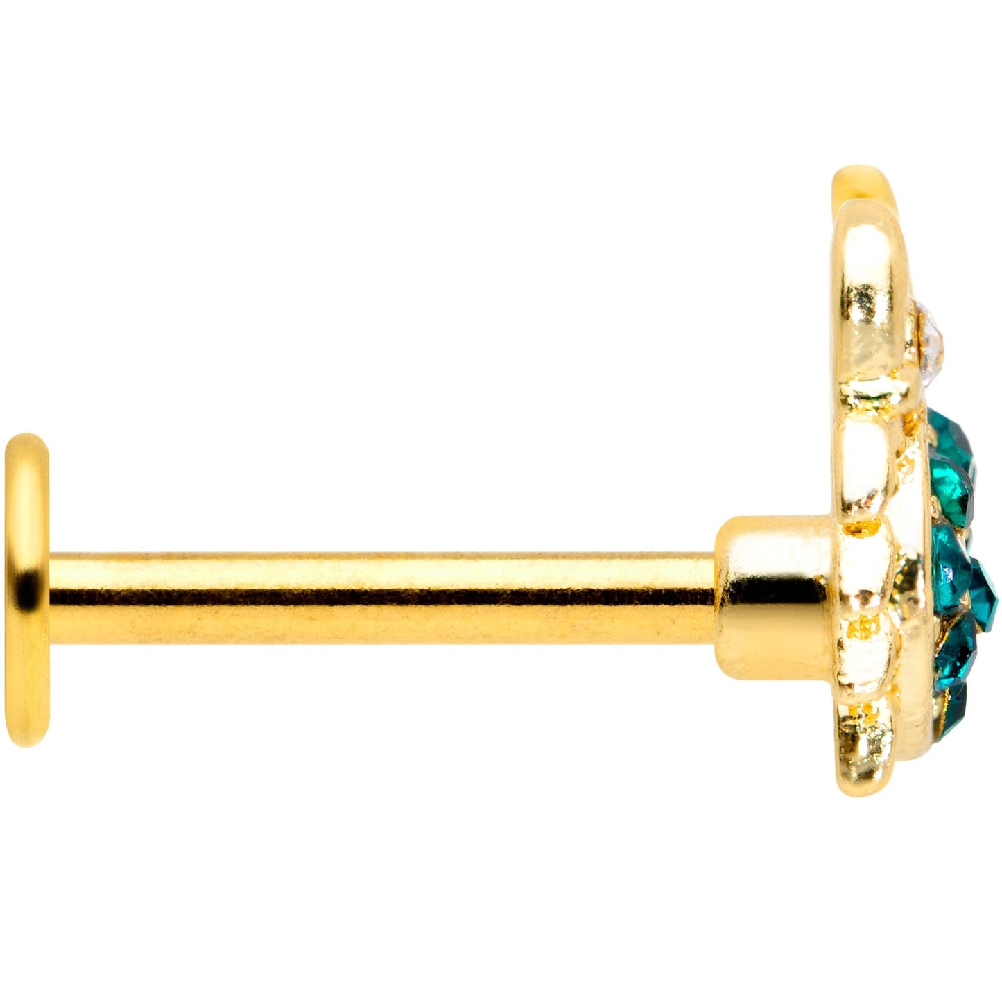 16G 5/16 Clear Green Gem Gold Tone Nautical Crab Labret Tragus