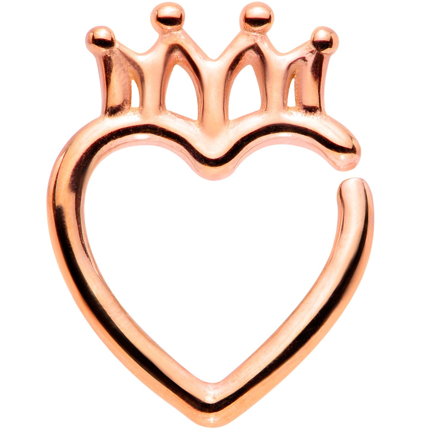 16G 5/16 Rose Gold Tone Royal Crown Heart Right Ear Closure Ring