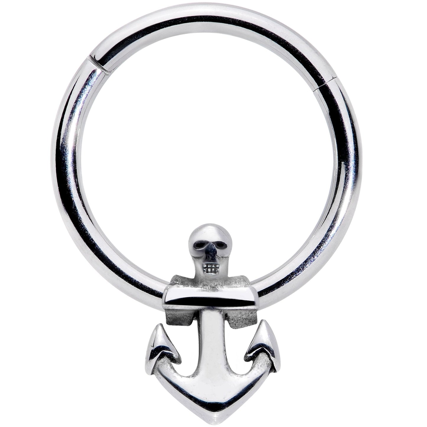 16G 3/8 Nautical Anchor Hinged Segment Ring