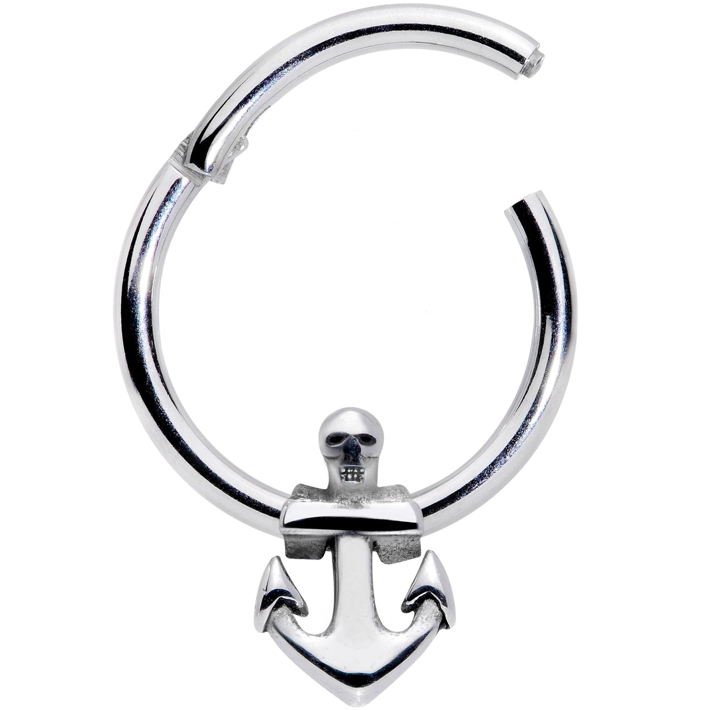16G 3/8 Nautical Anchor Hinged Segment Ring