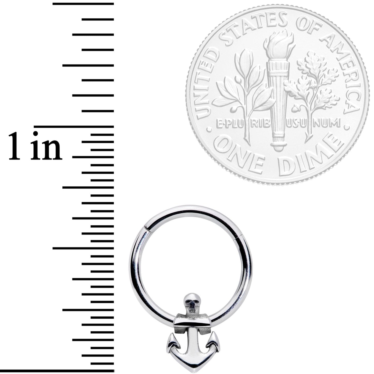 16G 3/8 Nautical Anchor Hinged Segment Ring