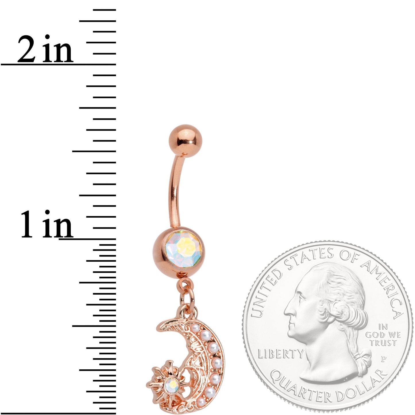 Aurora Gem Rose Gold Tone Shooting Star Dangle Belly Ring