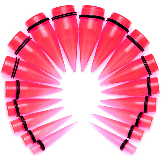 00G to 25mm Pink Acrylic Straight Taper Stretching Kit Set of 2