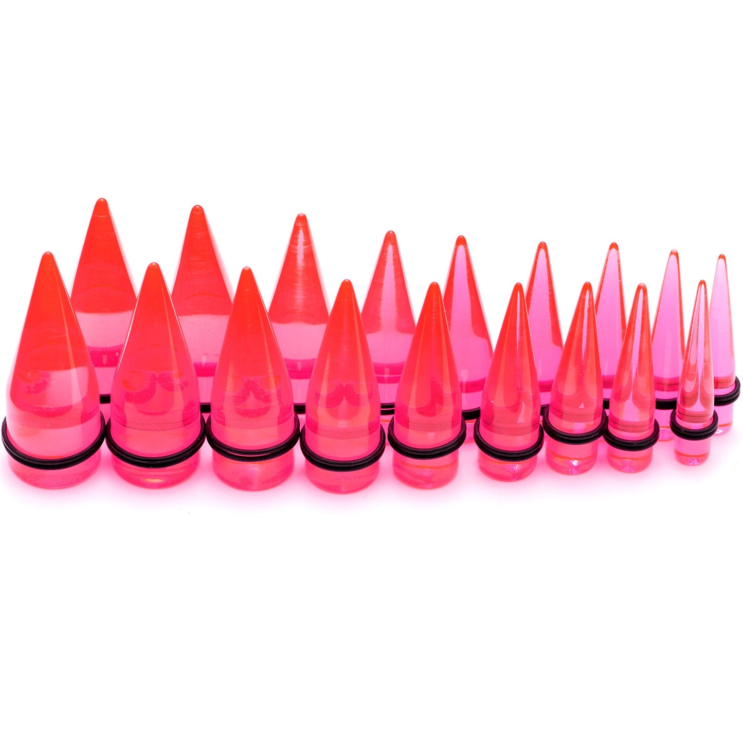 00G to 25mm Pink Acrylic Straight Taper Stretching Kit Set of 2