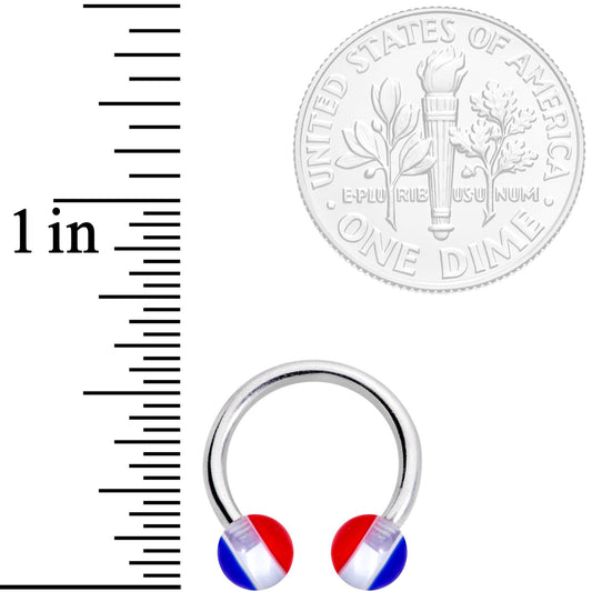 14G 7/16 USA Stripe Acrylic Ball Horseshoe Circular Barbell