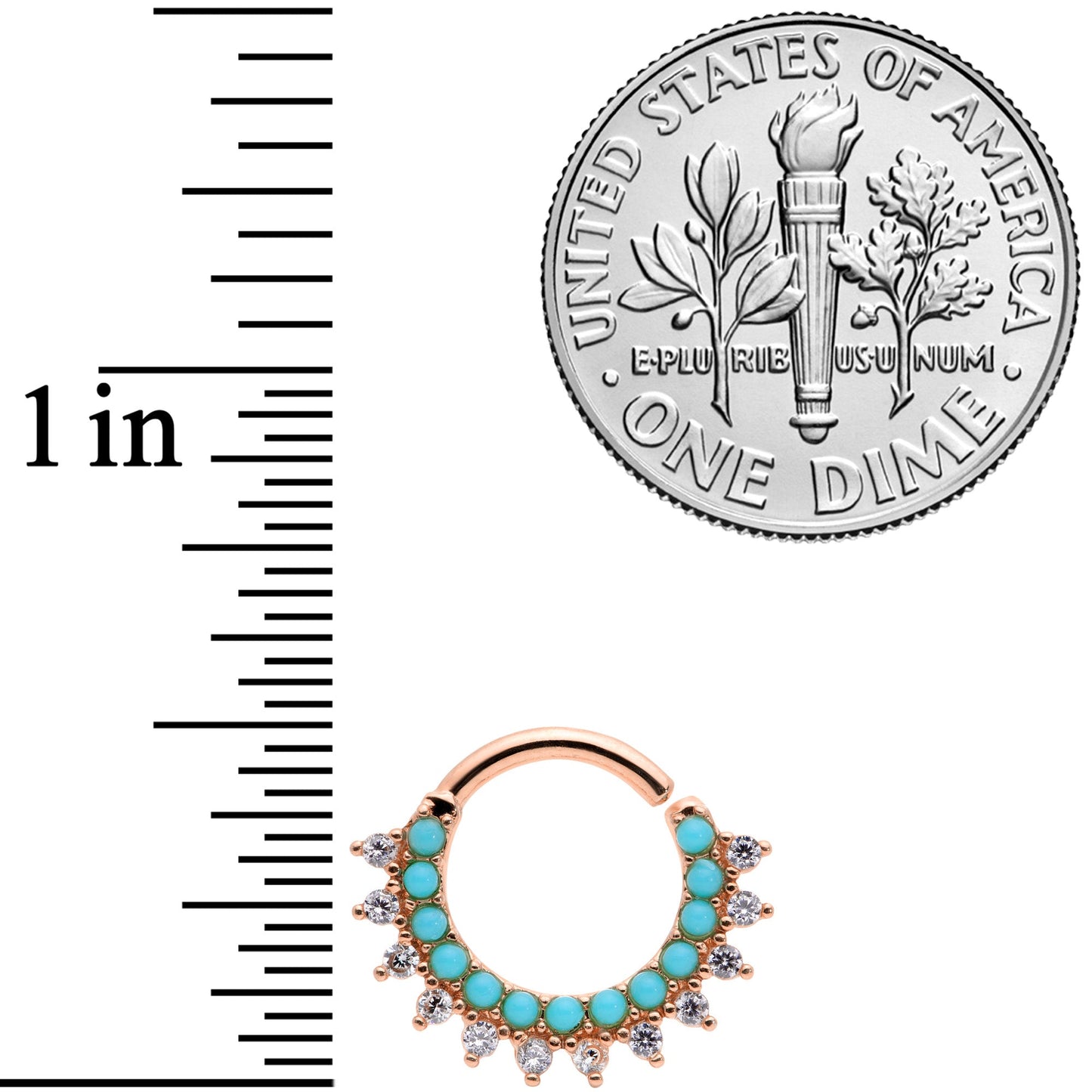 16G 5/16 Turquoise Rose Gold Tone Western Bendable Daith Cartilage