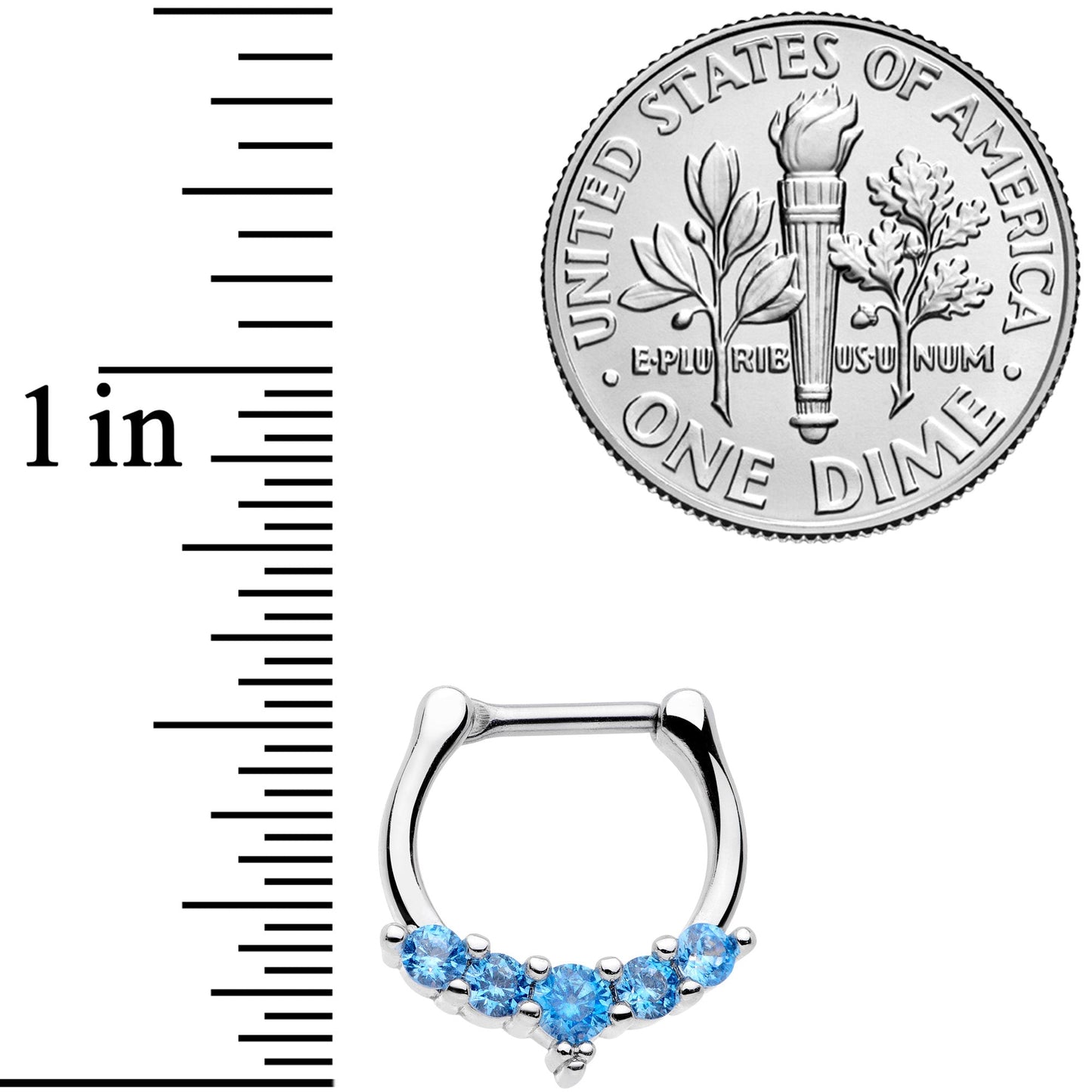 16G 3/8 Blue CZ Gem Blaze Cartilage Clicker