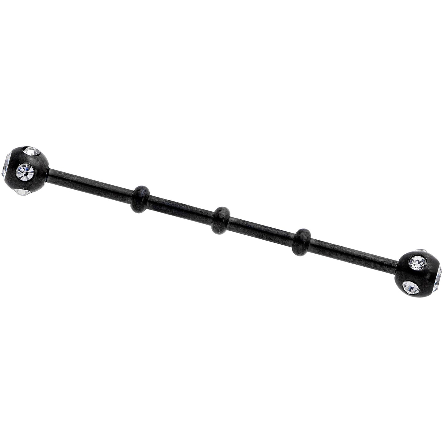 14G Clear Gem Black Industrial Barbell 38mm